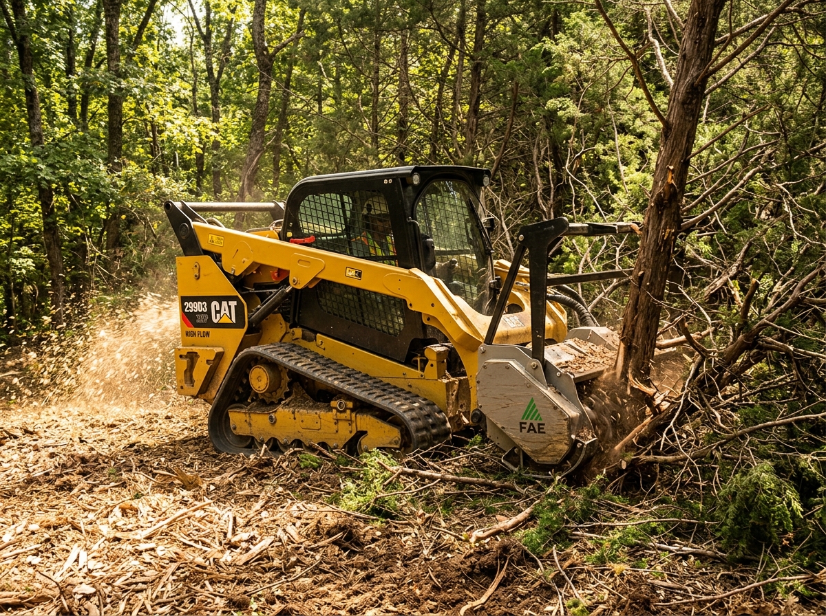 Drainage trench excavation and grading work on East Tennessee clay terrain